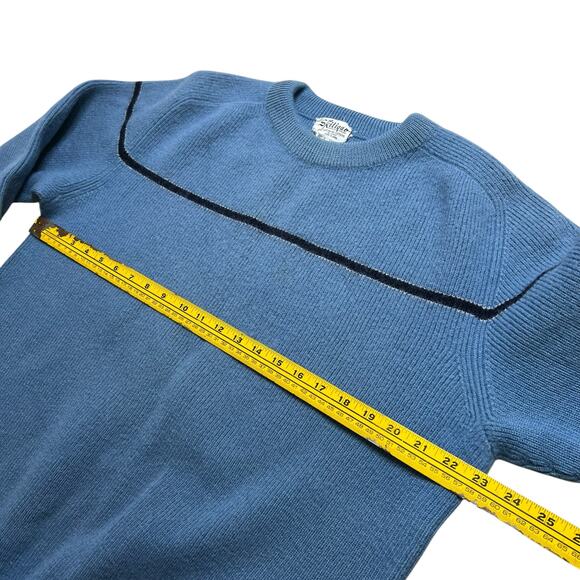 Vintage Skitique 100% Wool Sweater Made in Japan Blue Crewneck Ski Knit 70s 80s - Picture 8 of 9
